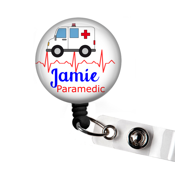 Ambulance Paramedic Personalized Retractable Badge Reel