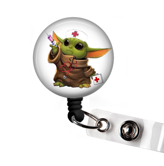 Baby Yoda Nurse Funny Retractable Badge Reel