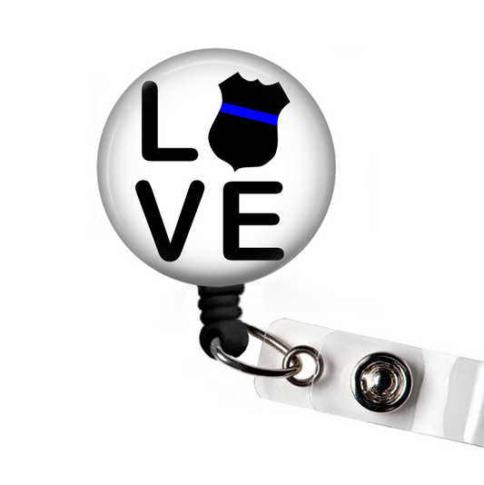 Love Police Badge Retractable Badge Reel