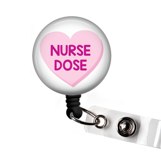 Funny Nurse Candy Heart Retractable Badge Reel