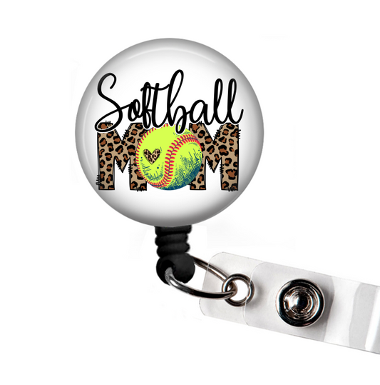 Softball Mom Retractable Badge Reel