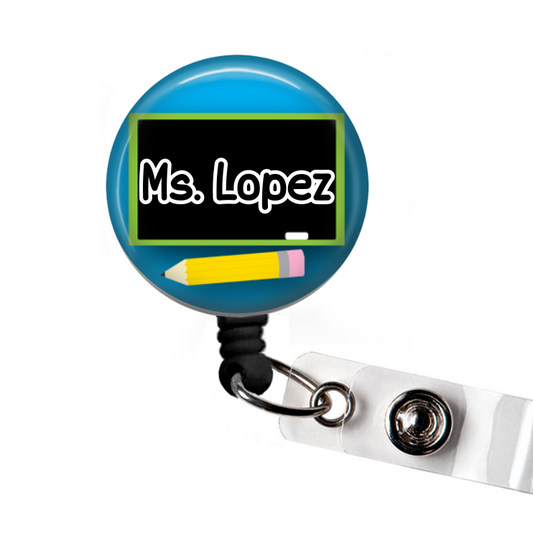 Teacher Blackboard Personalized Retractable Badge Reel