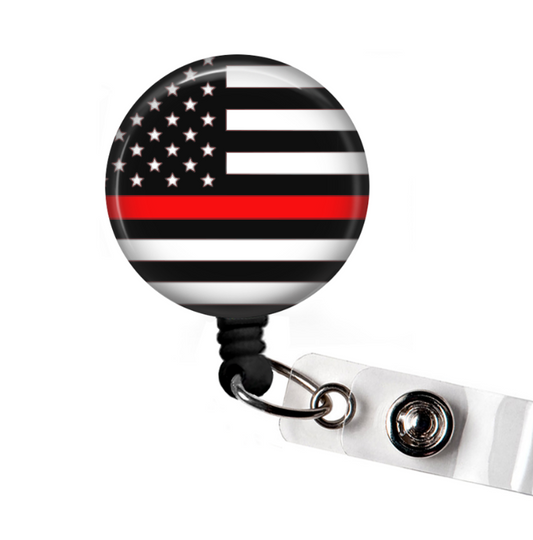 Thin Red Line Retractable Badge Reel