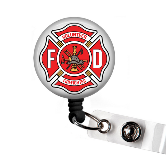 Volunteer Firefighter Retractable Badge Reel